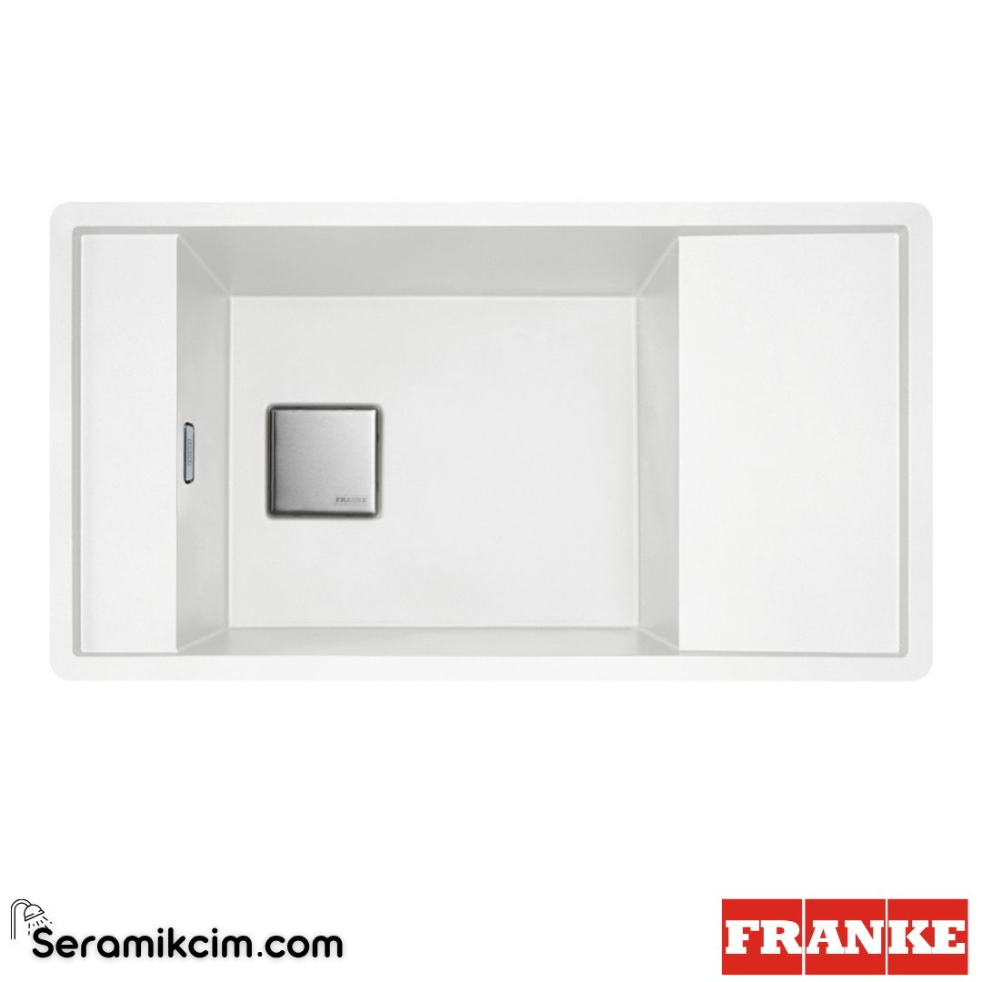Franke Fresno FSG 611-88 Tezgahüstü Damlalıklı 1 Gözlü Dikdörtgen 877x495mm Granit Eviye Bianco 114.0656.035