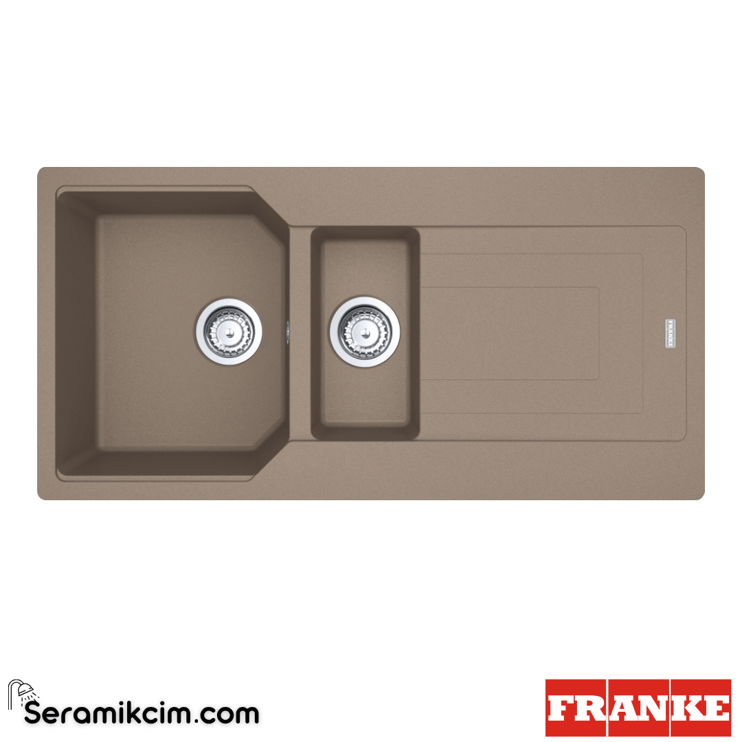 Franke Urban UBG 651-100 Tezgahüstü Damlalıklı 1,5 Gözlü Dikdörtgen 1000x500mm Granit Eviye Oyster 114.0688.460