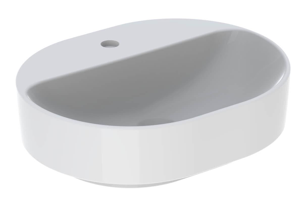 Geberit VariForm çanak lavabo, eliptik ve batarya banklı, 60x45 cm (Taşma delikli) - 500.777.01.2