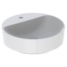 Geberit VariForm çanak lavabo, yuvarlak ve batarya banklı, taşma deliksiz, D45 cm - 500.770.01.2