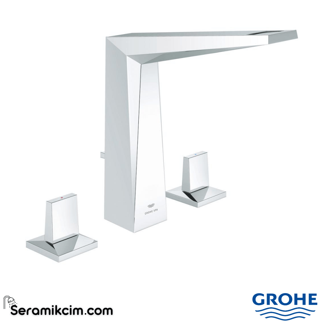 Grohe Allure Brilliant L-Boy, 3 Delikli Lavabodan Ankastre Lavabo Bataryası, Sifon Kumandalı Krom 20627000 - 20627000