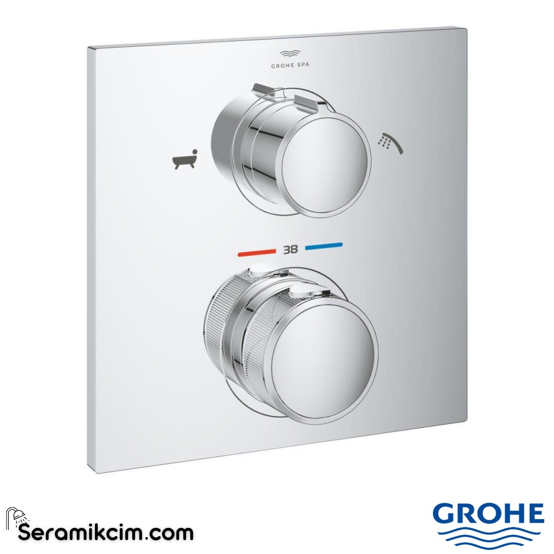 Grohe Allure Termostatik Ankastre Banyo ve Duş Bataryası (Sıva Üstü Grubu), 2 Yollu Krom 19446002 - 19446002