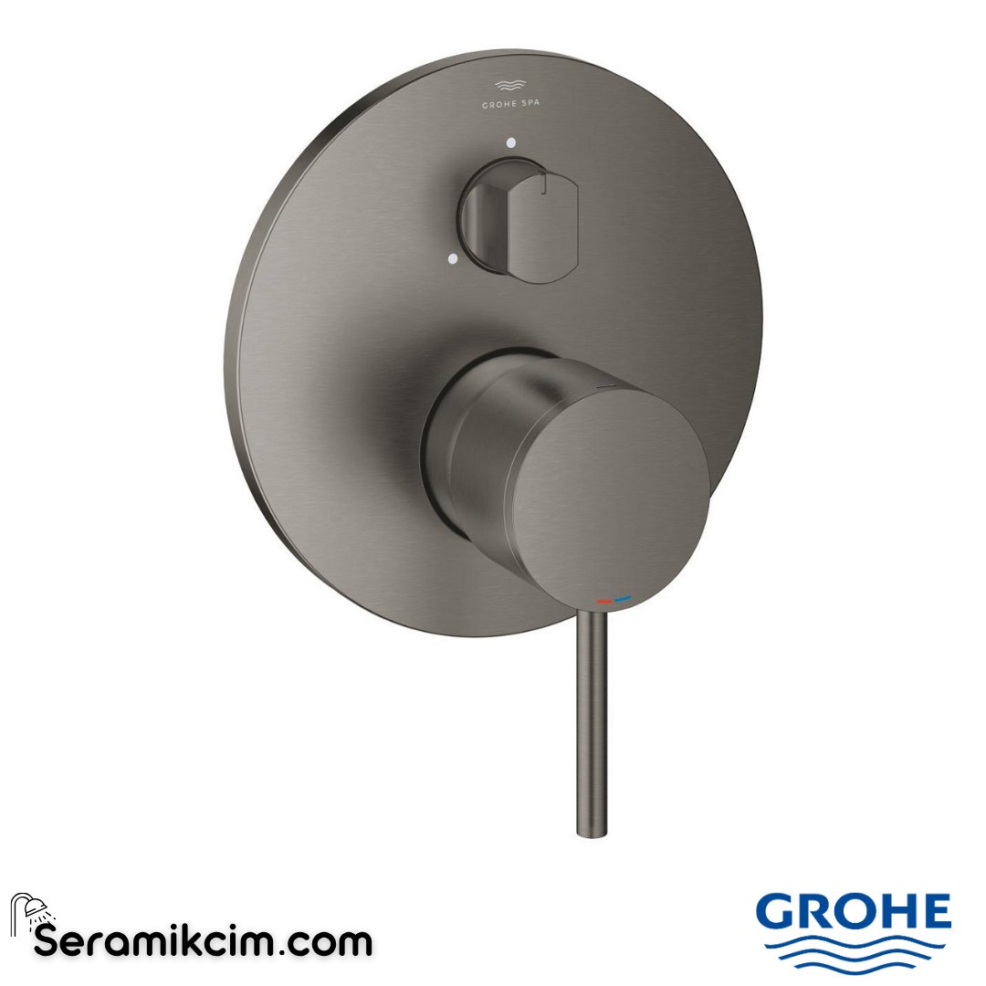 Grohe Atrio Ankastre Banyo/Duş Bataryası (Sıva Üstü Grubu), 3 Yollu, Fırçalı Sert Grafit 24356AL0