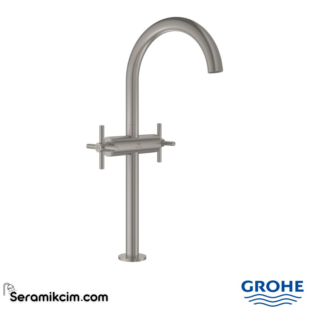 Grohe Atrio Çanak Lavabo Bataryası, Sifon Kumandalı, Paslanmaz Çelik 21149DC0 - 21149DC0