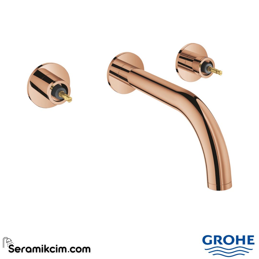 Grohe Atrio Private Collection 3 Delikli Ankastre Lavabo Bataryası (Sıva Üstü Grubu) Parlak Bakır 20587DA0 - 20587DA0