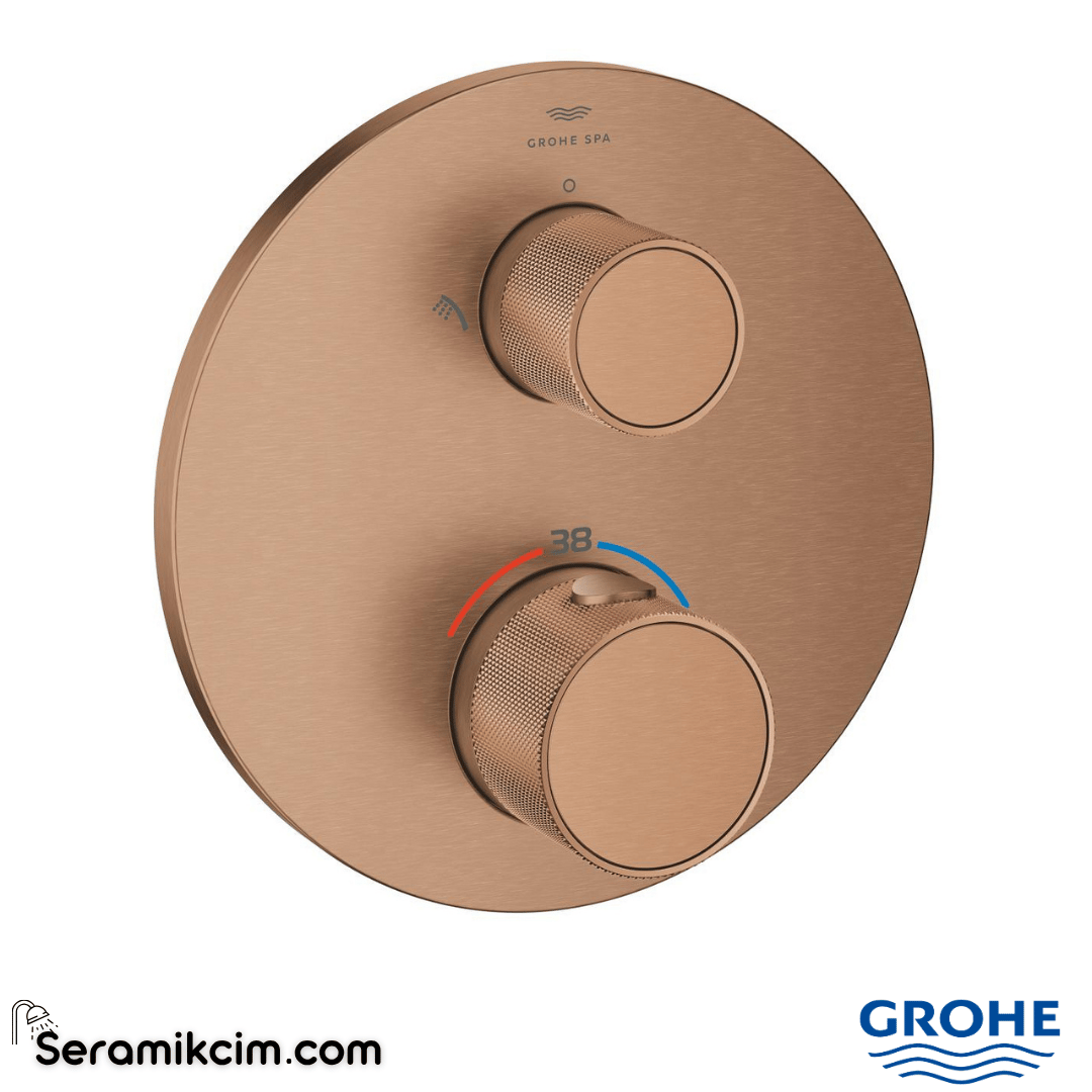 Grohe Atrio Private Collection Ankastre Termostatik Banyo Bataryası (2 Yollu, Sıva Üstü Grubu), Fırçalı Bakır 24396DL0