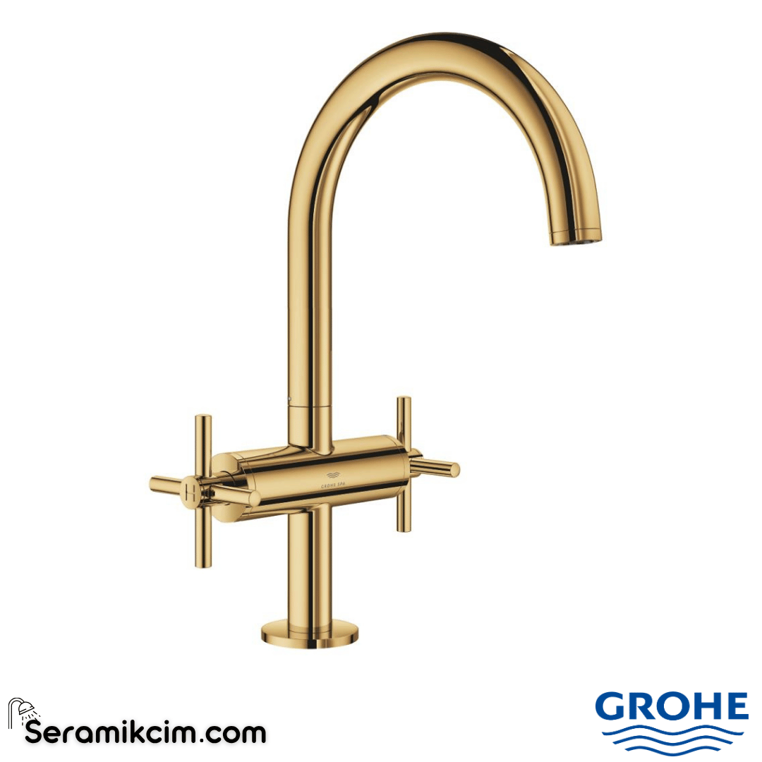 Grohe Atrio Yüksek Lavabo Bataryası (L-Boy), Parlak Altın 21144GL0 - 21144GL0