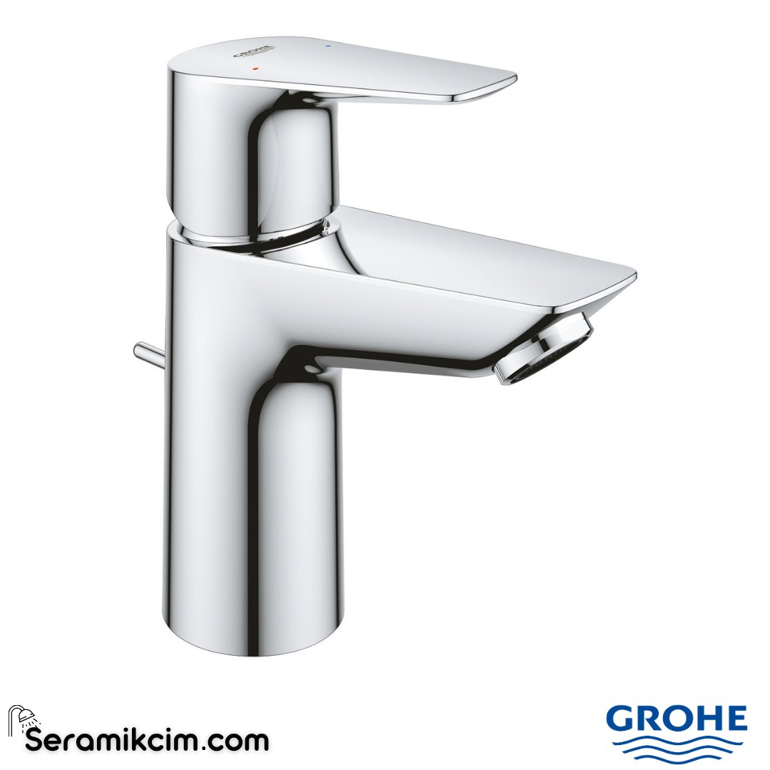 Grohe BauEdge Lavabo Bataryası, Sifon Kumandalı (S Boy) Krom 23328001