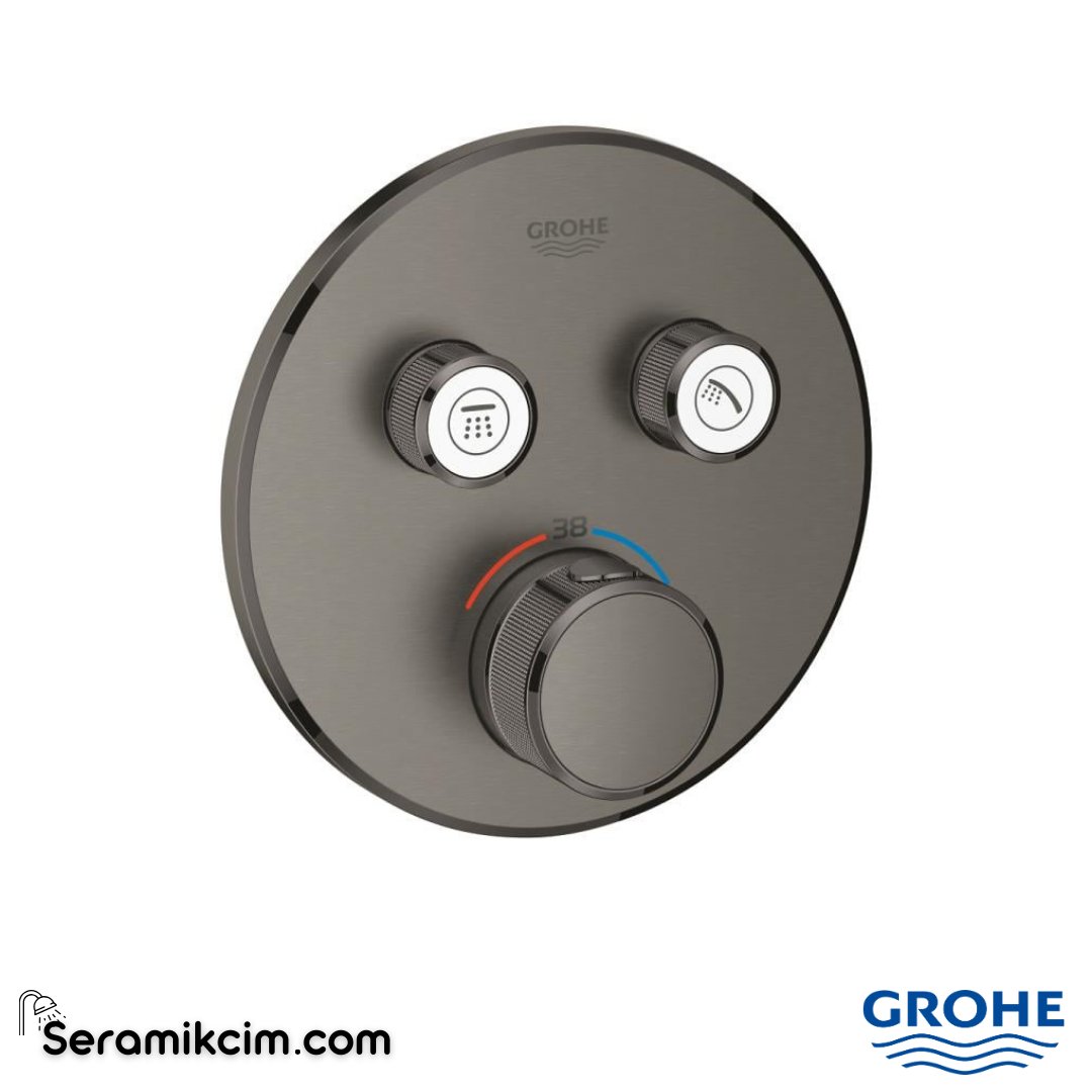 Grohe Grohtherm SmartControl Ankastre Termostatik Banyo/Duş Bataryası (Sıva Üstü Grubu) 2 Yollu Fırçalı Sert Grafit 29119AL0 - 29119AL0
