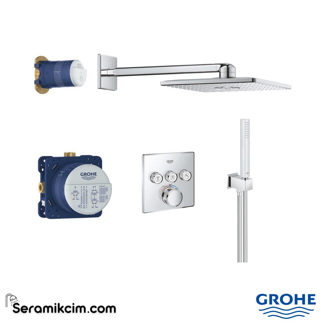 Grohe Grohtherm SmartControl Termostatik Ankastre Banyo Bataryası ve Duş Sistemi Seti 34706000 - 34706000