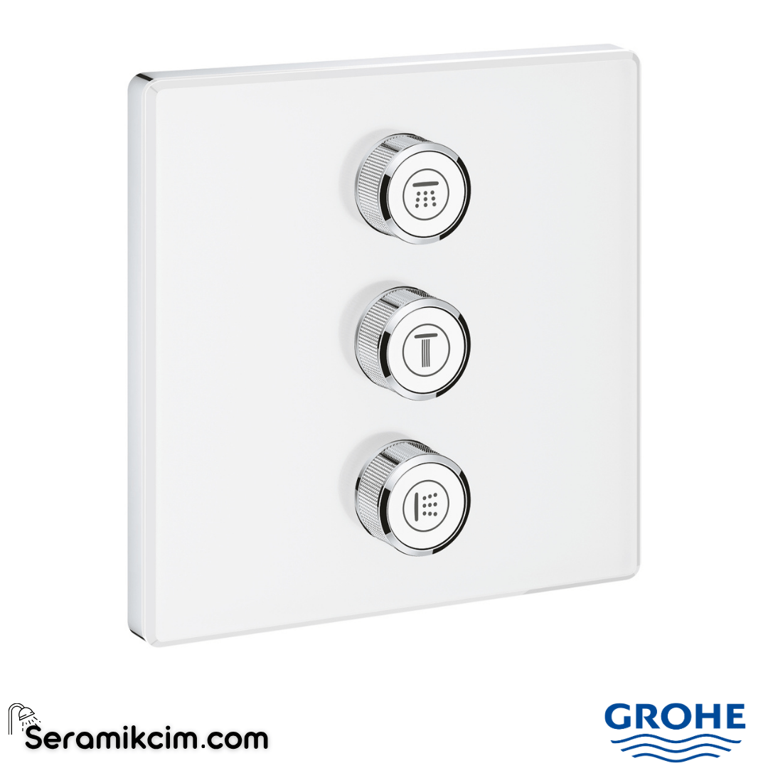Grohe Grohtherm SmartControl Üç Valfli Akış Kontrollü Yönlendirici (Sıva Üstü Grubu), Ay Beyazı 29158LS0
