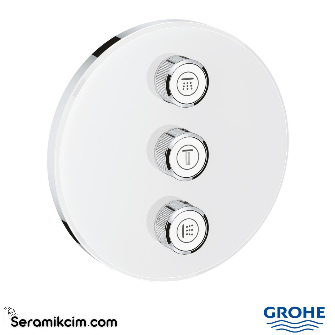 Grohe Grohtherm Üç valfli Akış Kontrollü Kumanda, Beyaz (Sıva Üstü Grubu) 29152LS0