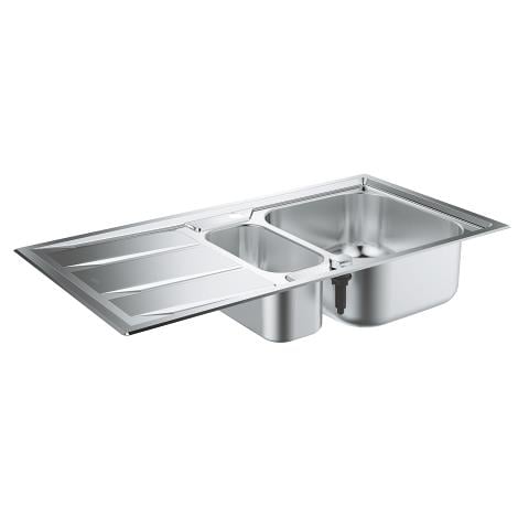 Grohe K400+ Damlalıklı 1,5 Gözlü Eviye, Paslanmaz Çelik (Sağ-Sol Damlalıklı, 98x51 cm) - 31569SD0 - 31569SD0