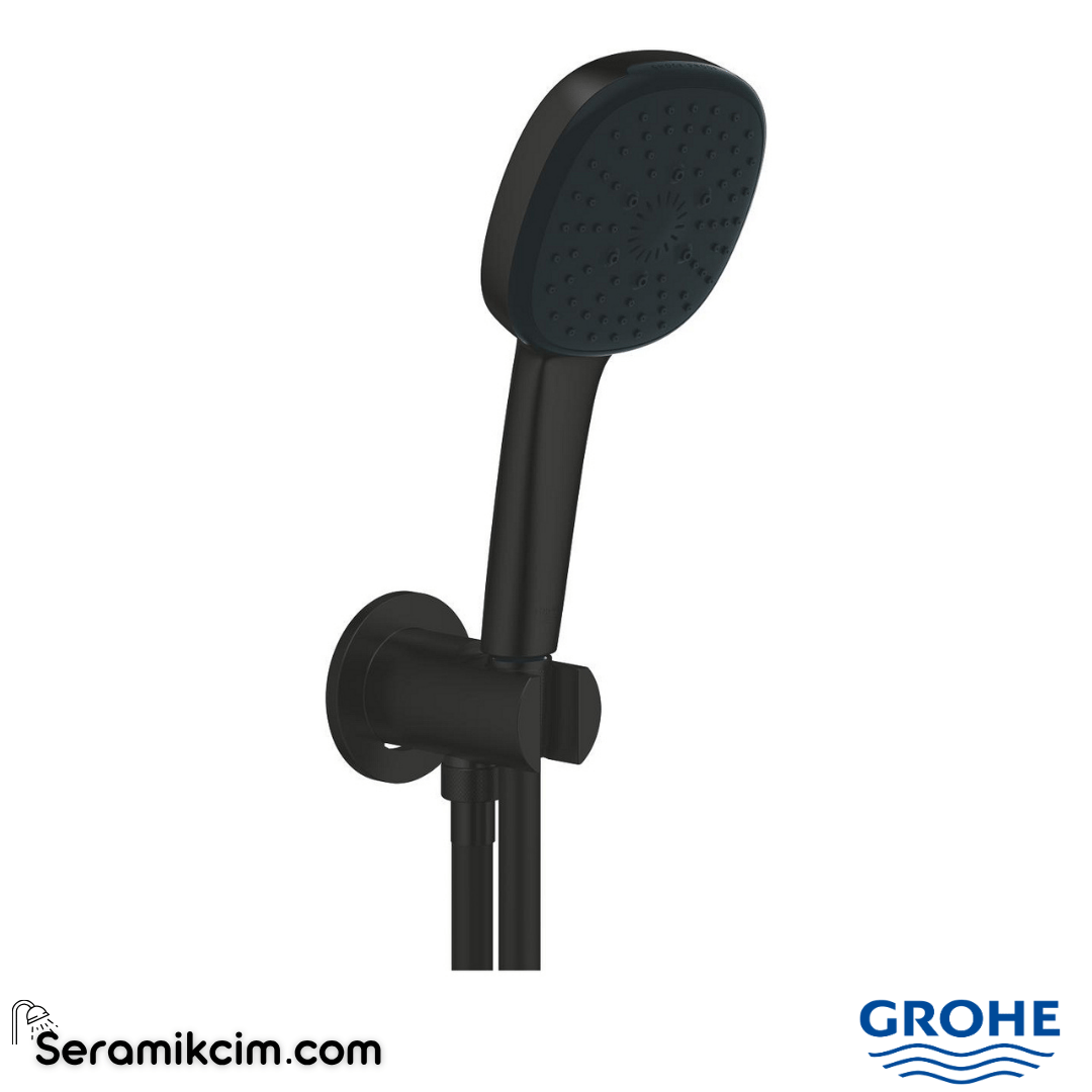 Grohe Tempesta Cube 110 Ankastre Bağlantılı El Duşu Seti, 3 Fonksiyonlu, Mat Siyah 269102433