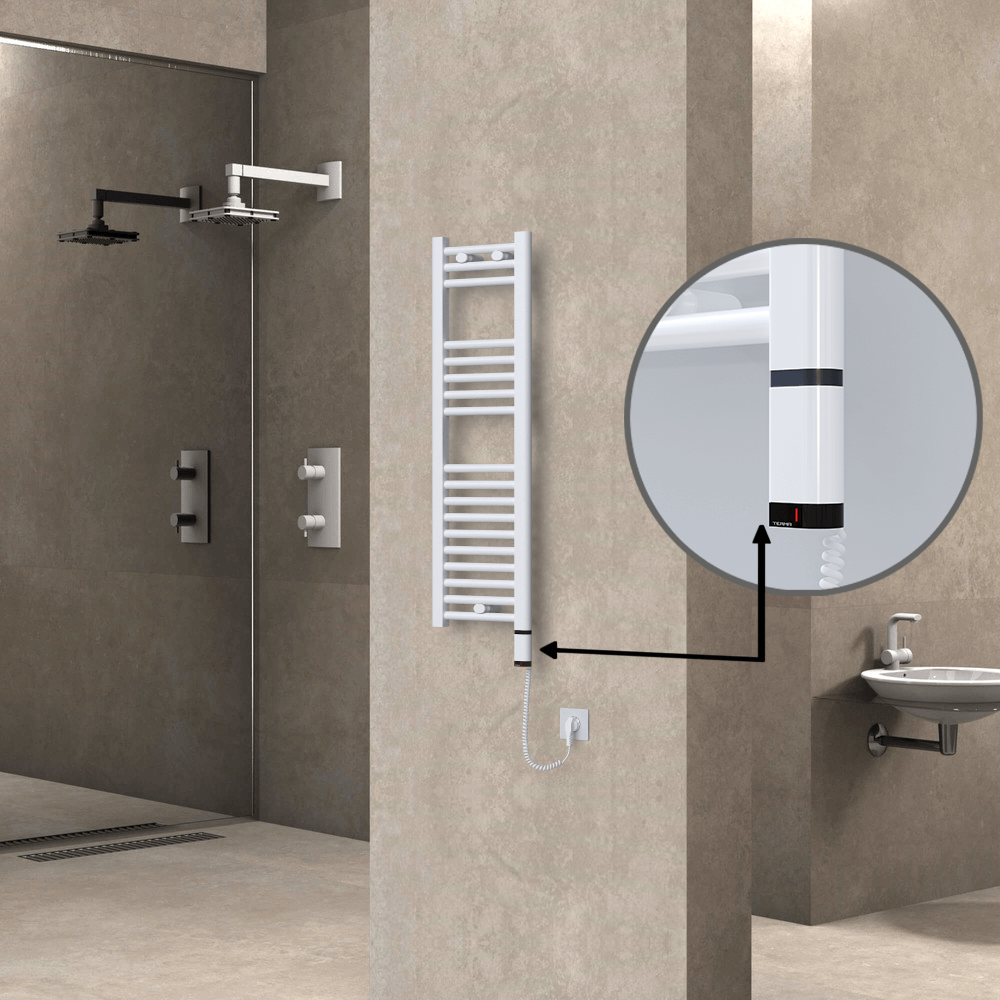 Haiti Elektrikli Havlupan 300x1000 Düz Beyaz Parlak (OneD On/Off ) Sağ 300 Watt