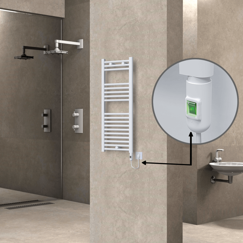 Haiti Elektrikli Havlupan 400x1000 Düz Beyaz Parlak (On/Off Düğmeli) 300 Watt