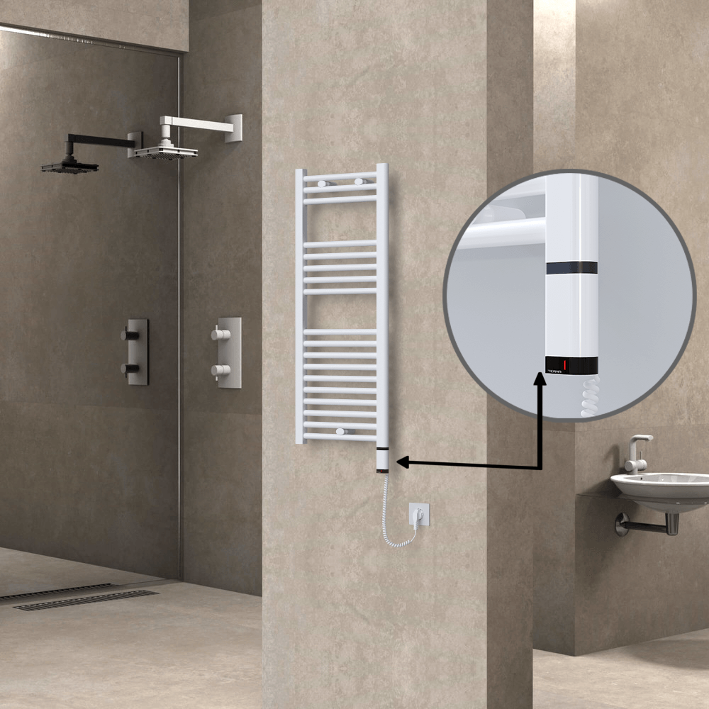 Haiti Elektrikli Havlupan 400x1000 Düz Beyaz Parlak (OneD On/Off ) Sağ 300 Watt
