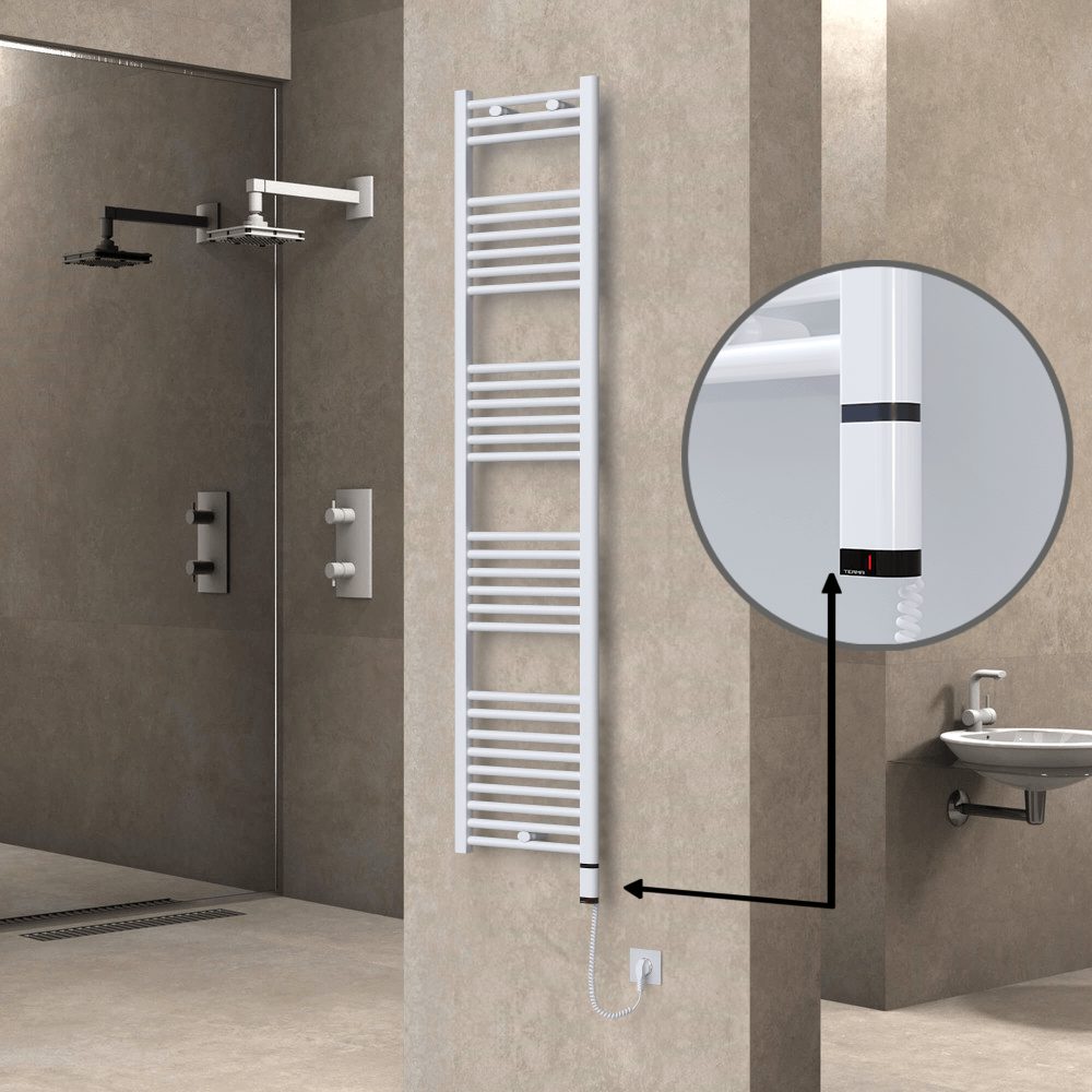 Haiti Elektrikli Havlupan 400x1800 Düz Beyaz Parlak (OneD On/Off ) Sağ 600 Watt