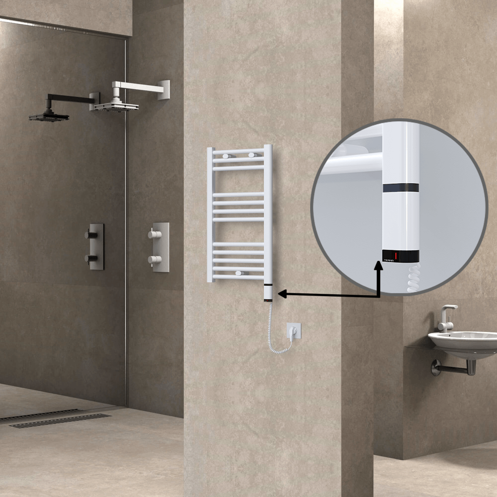 Haiti Elektrikli Havlupan 400x700 Düz Beyaz Parlak (OneD On/Off ) Sağ 300 Watt