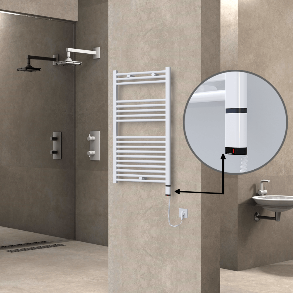 Haiti Elektrikli Havlupan 600x1000 Düz Beyaz Parlak (OneD On/Off ) Sağ 600 Watt