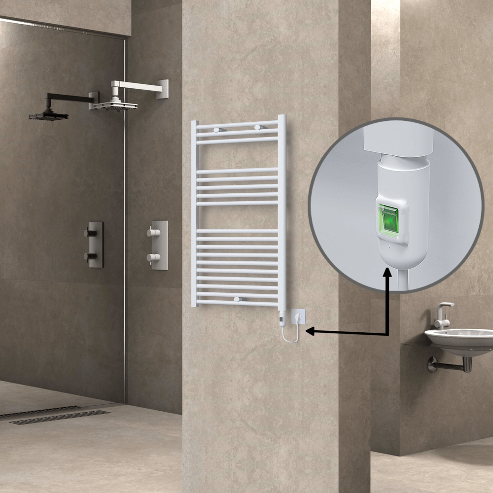 Haiti Elektrikli Havlupan 600x1000 Düz Beyaz Parlak (On/Off Düğmeli) 600 Watt