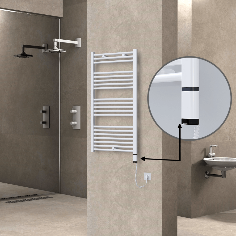 Haiti Elektrikli Havlupan 600x1100 Düz Beyaz Parlak (OneD On/Off ) Sağ 600 Watt