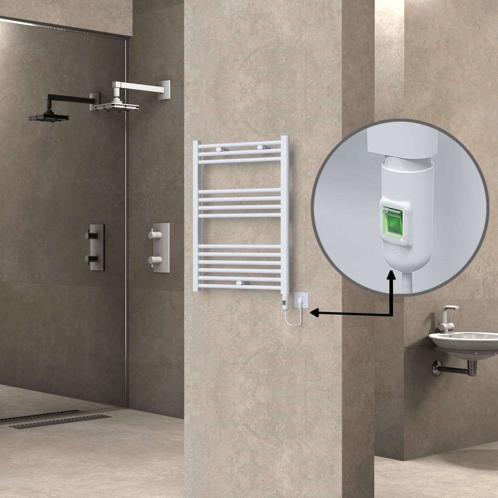Haiti Elektrikli Havlupan 600x800 Düz Beyaz Parlak (On/Off Düğmeli) 300 Watt