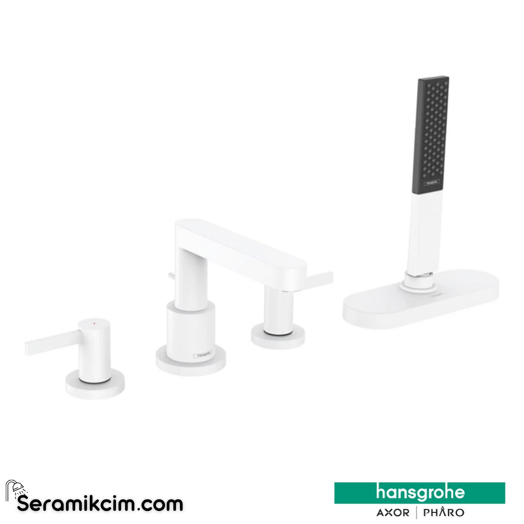 Hansgrohe 4-Delikli Küvet Kenarı Banyo Bataryası Satin Beyazox İle Satin Beyaz 76444700 - 76444700