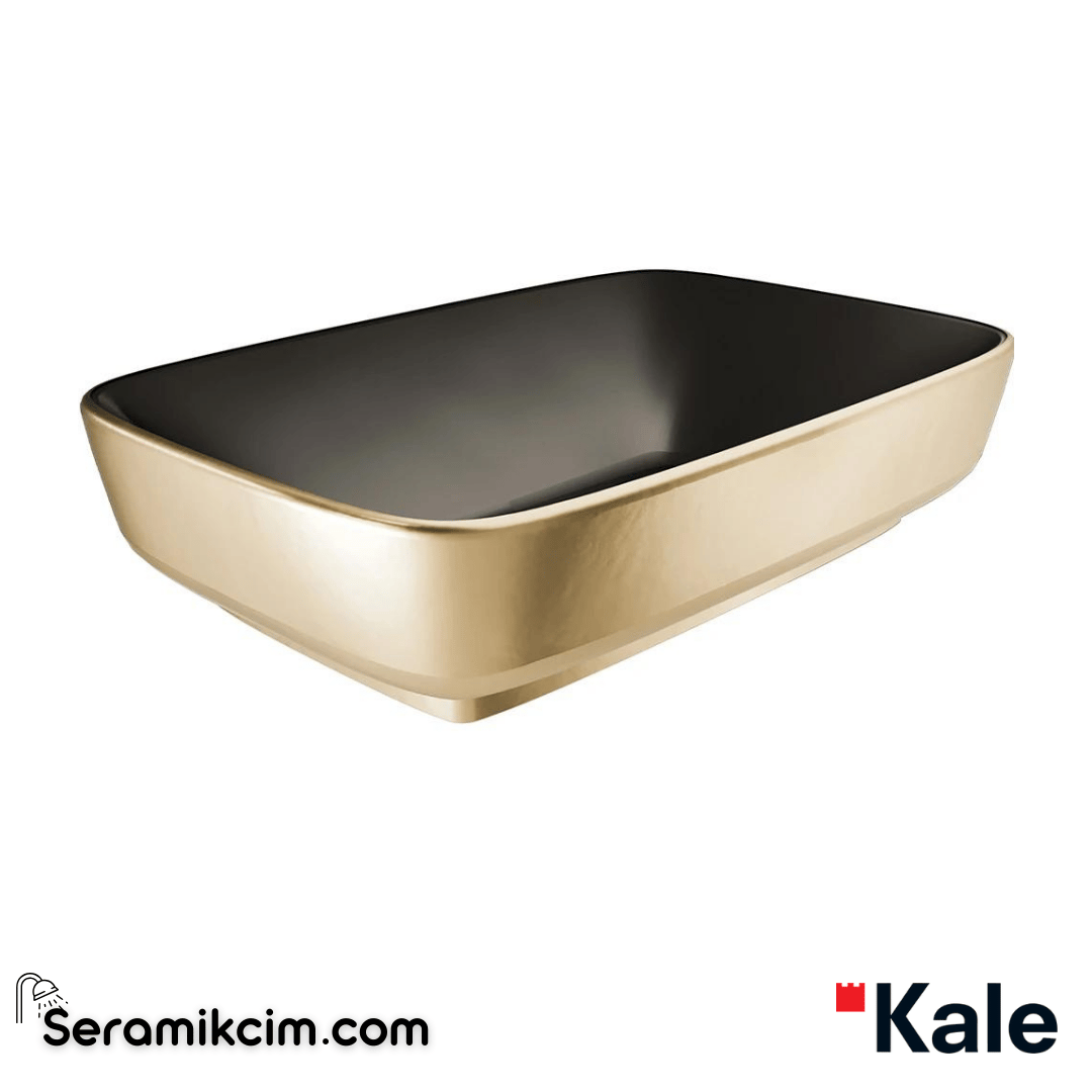 Kale Banyo Dove 60X40 Dikdörtgen Çanak Lavabo Mat Siyah-Altın - 310200200620