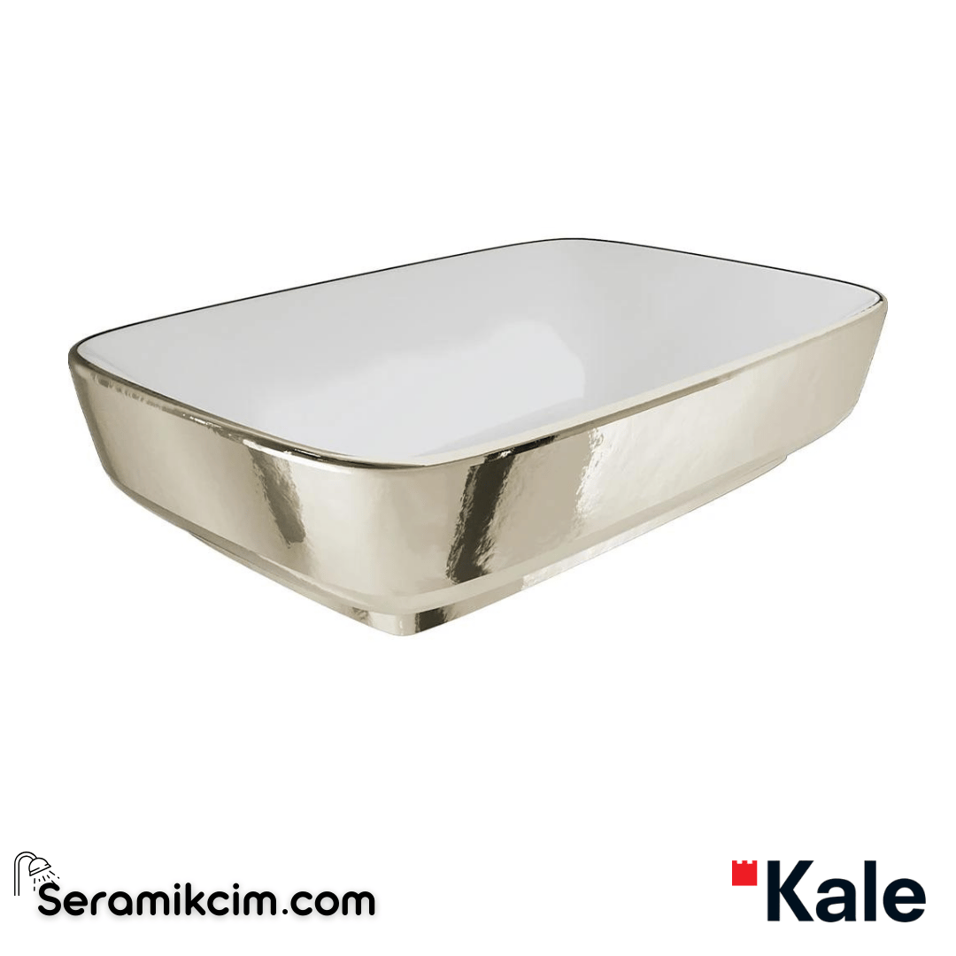 Kale Banyo Dove 60X40 Dikdörtgen Çanak Lavabo Beyaz-Platin - 310200200622