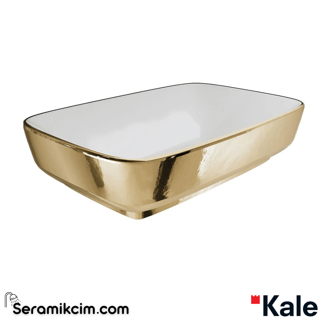 Kale Banyo Dove 60X40 Dikdörtgen Çanak Lavabo Beyaz-Altın - 310200200623