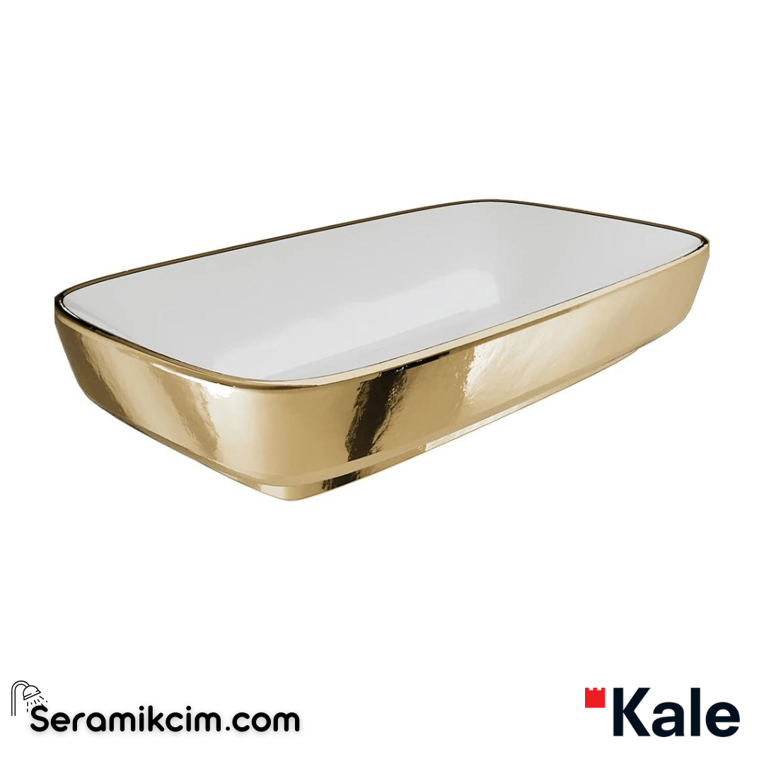 Kale Banyo Dove 70X40 Dikdörtgen Çanak Lavabo Beyaz -Altın - 310200200629