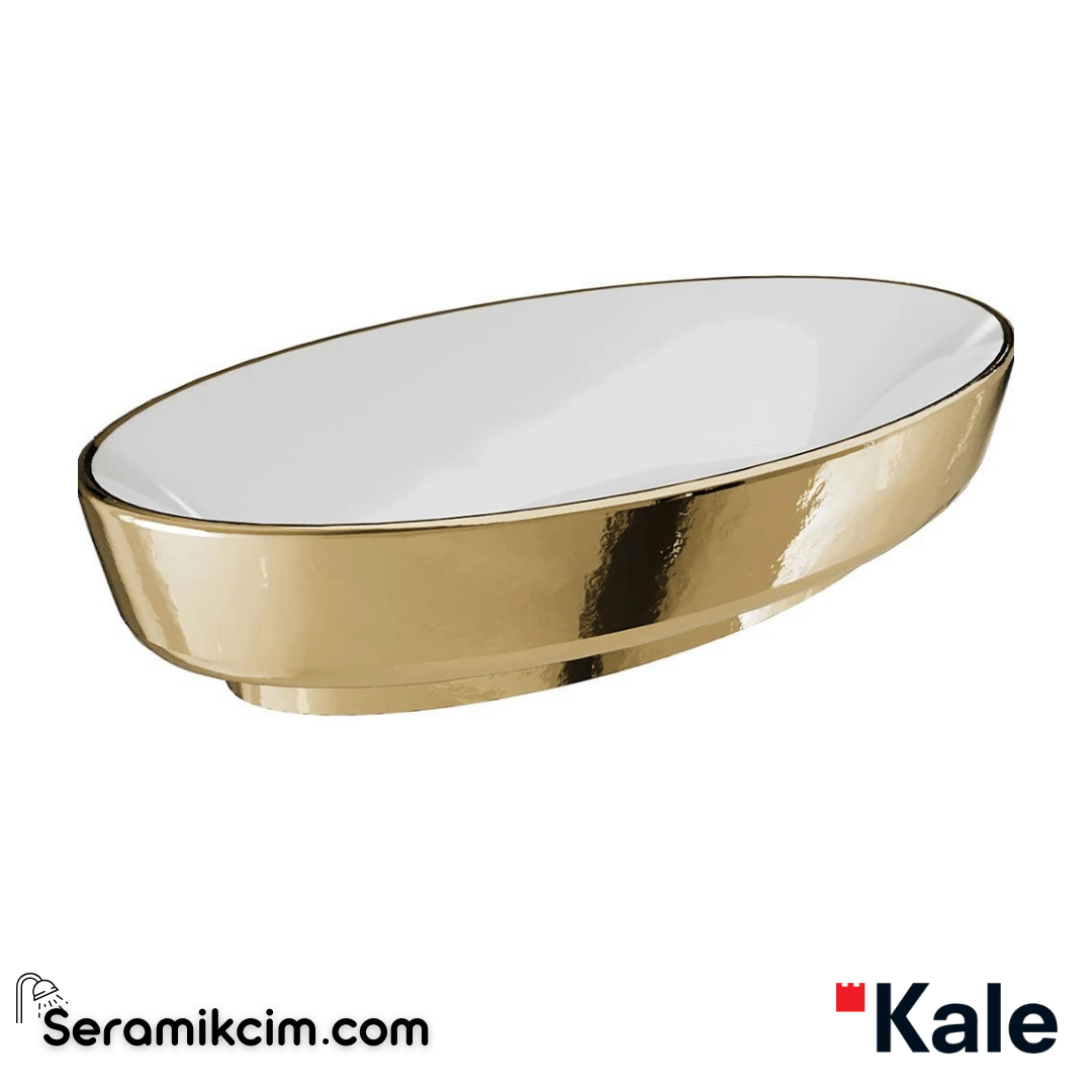 Kale Banyo Dove 70X40 Oval Çanak Lavabo Beyaz -Altın - 310200200635