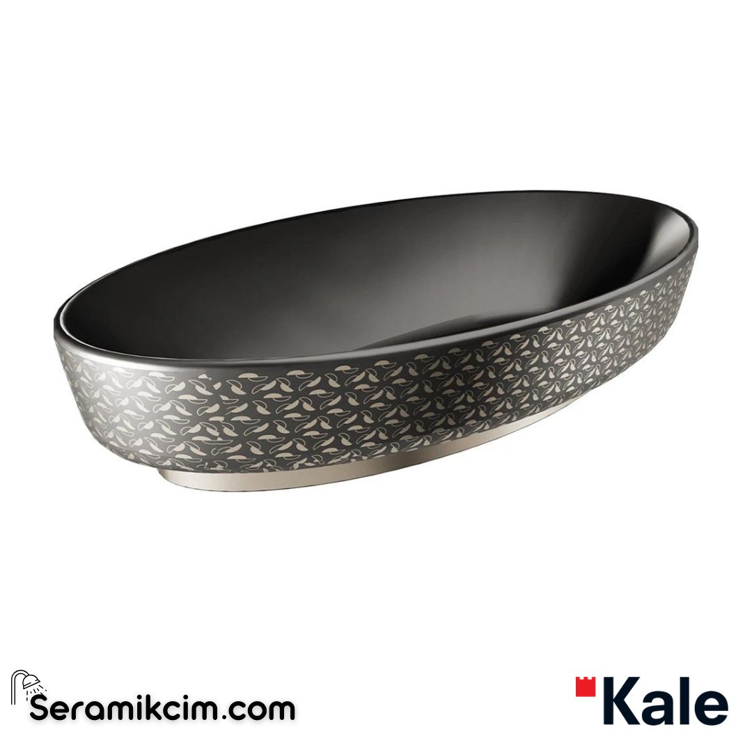 Kale Banyo Dove 70X40 Oval Çanak Lavabo Mat Siyah-Platin Dekor - 310200200643
