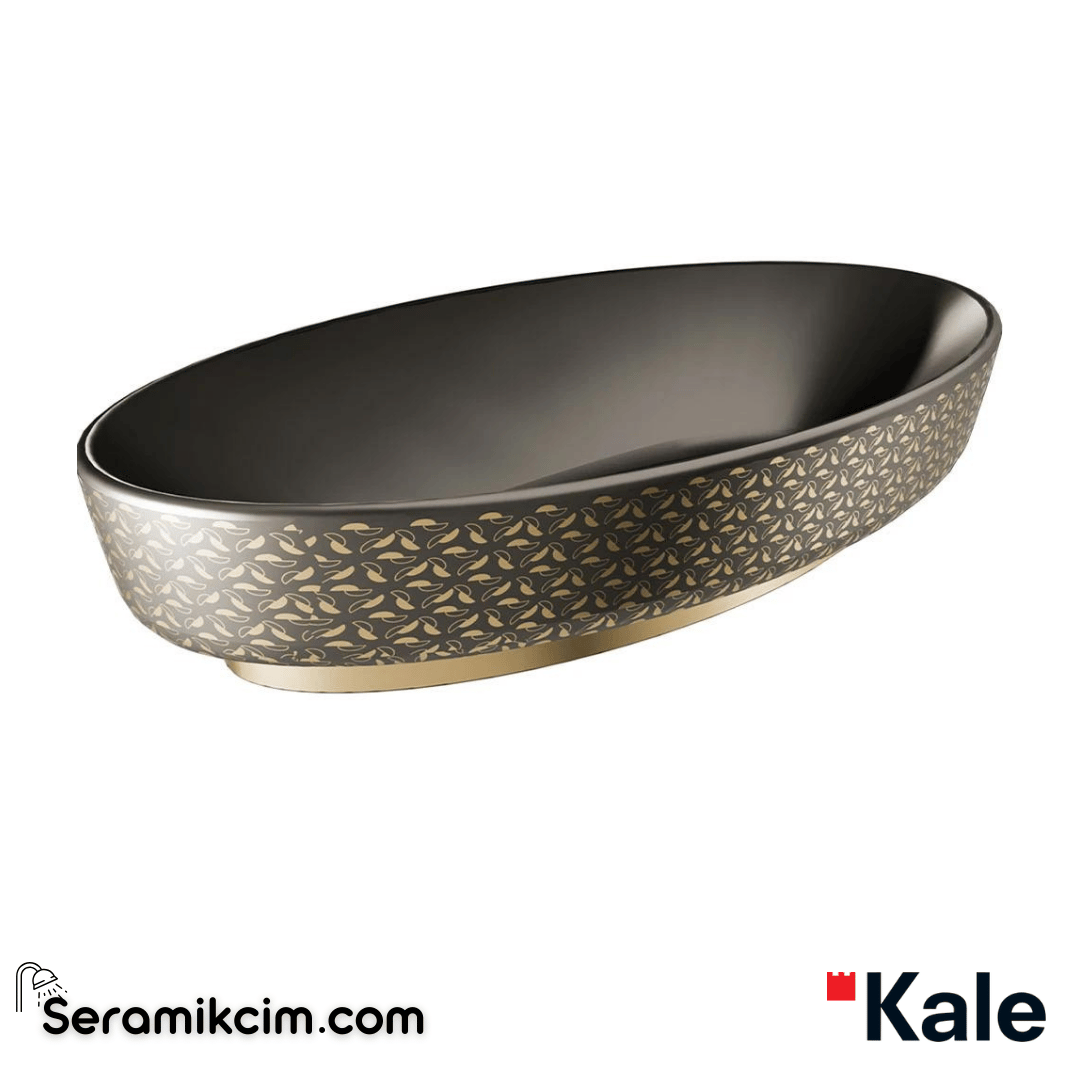 Kale Banyo Dove 70X40 Oval Çanak Lavabo Mat Siyah-Altın Dekor - 310200200644