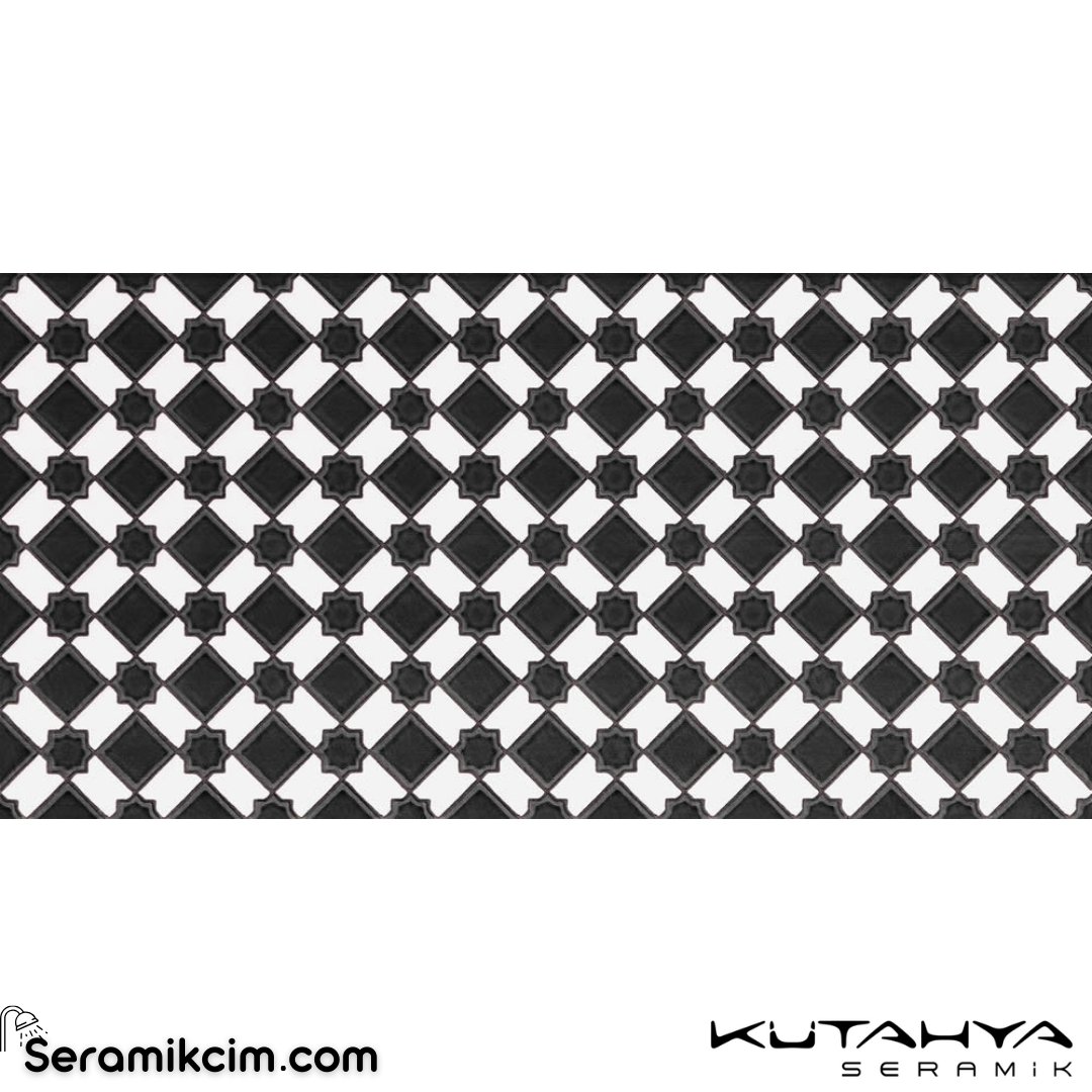 Kütahya Seramik 30x60 Duru Siyah Dekor