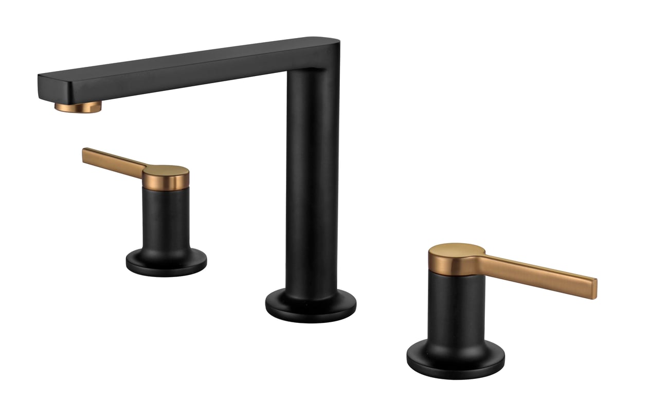 Newarc Bold 3 Delikli Lavabo Bataryası Siyah/Mat Altın 910561BM