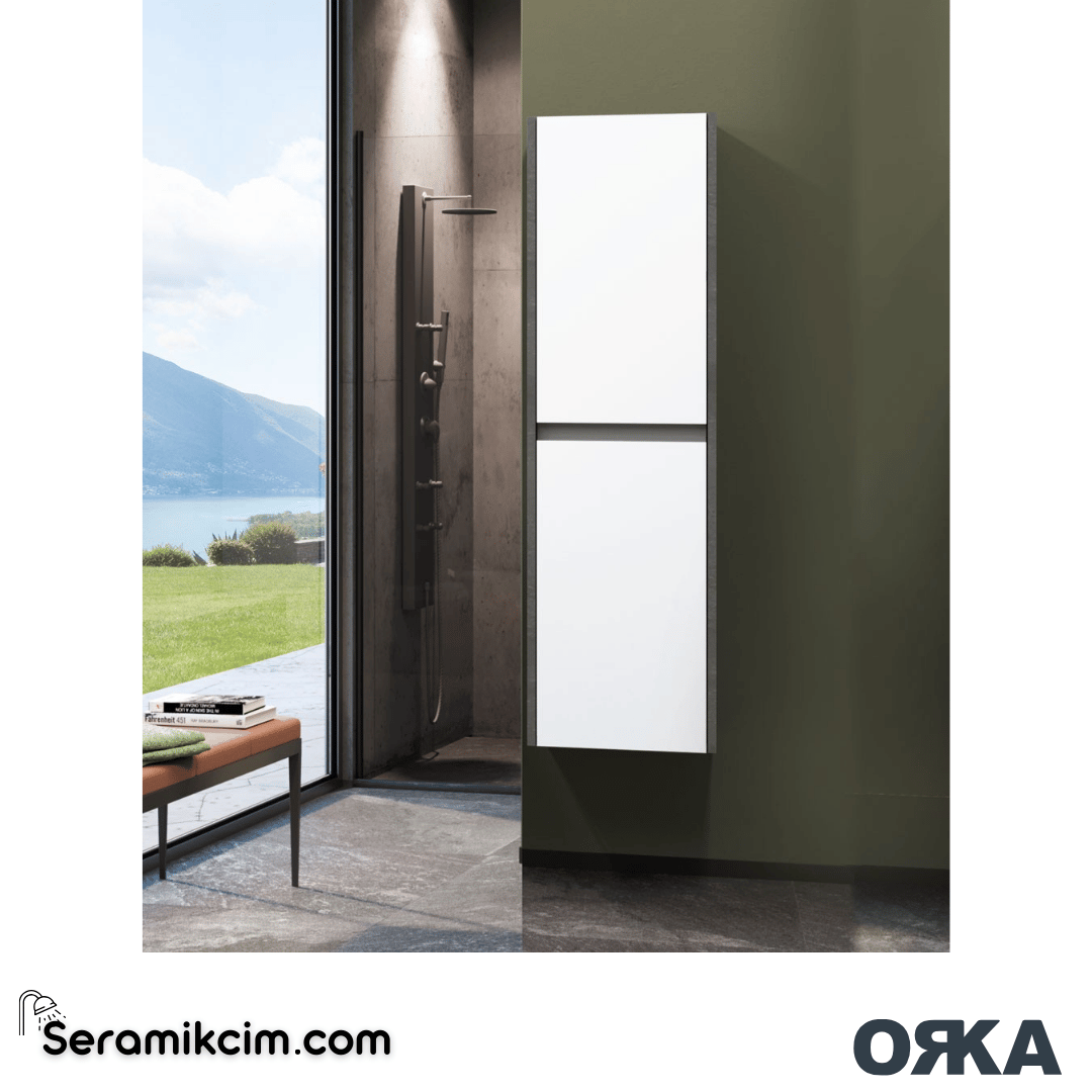 Orka Aydos 40cm Boy Dolabı (Sağ-Sol) Irony Beyaz - ORK.BYD1205