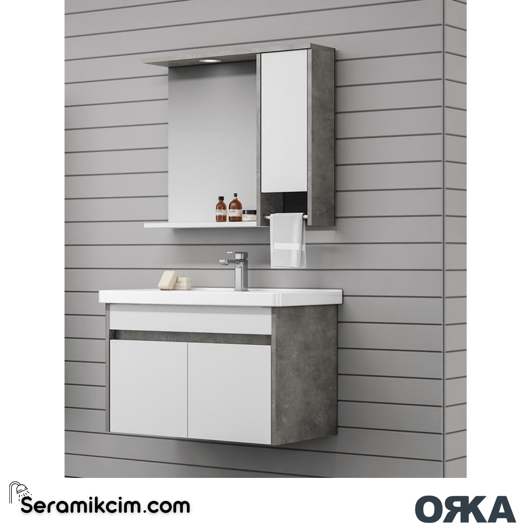 Orka Aydos 85cm Banyo Dolabı Set Irony Beyaz - ORK01.85.01.TKM