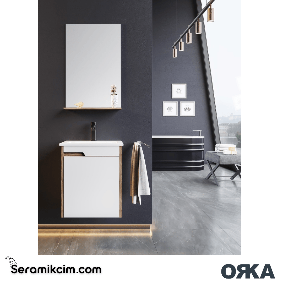 Orka Brick 45cm Banyo Dolabı Set İskoç Ceviz - ORK025.45.02.TKM
