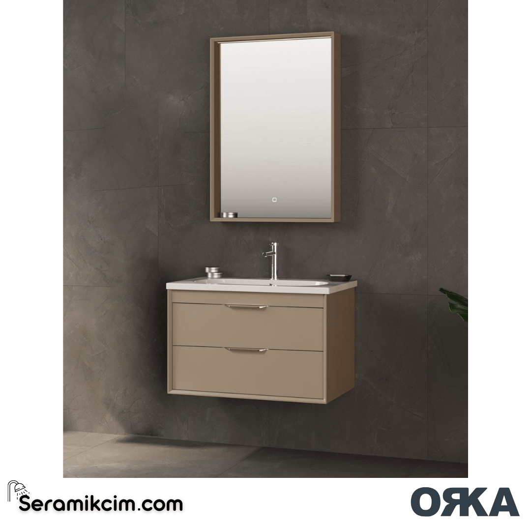 Orka Clay 100cm Çift Çekmeceli Banyo Dolabı Set Sahra - ORK032.100.02.TKM