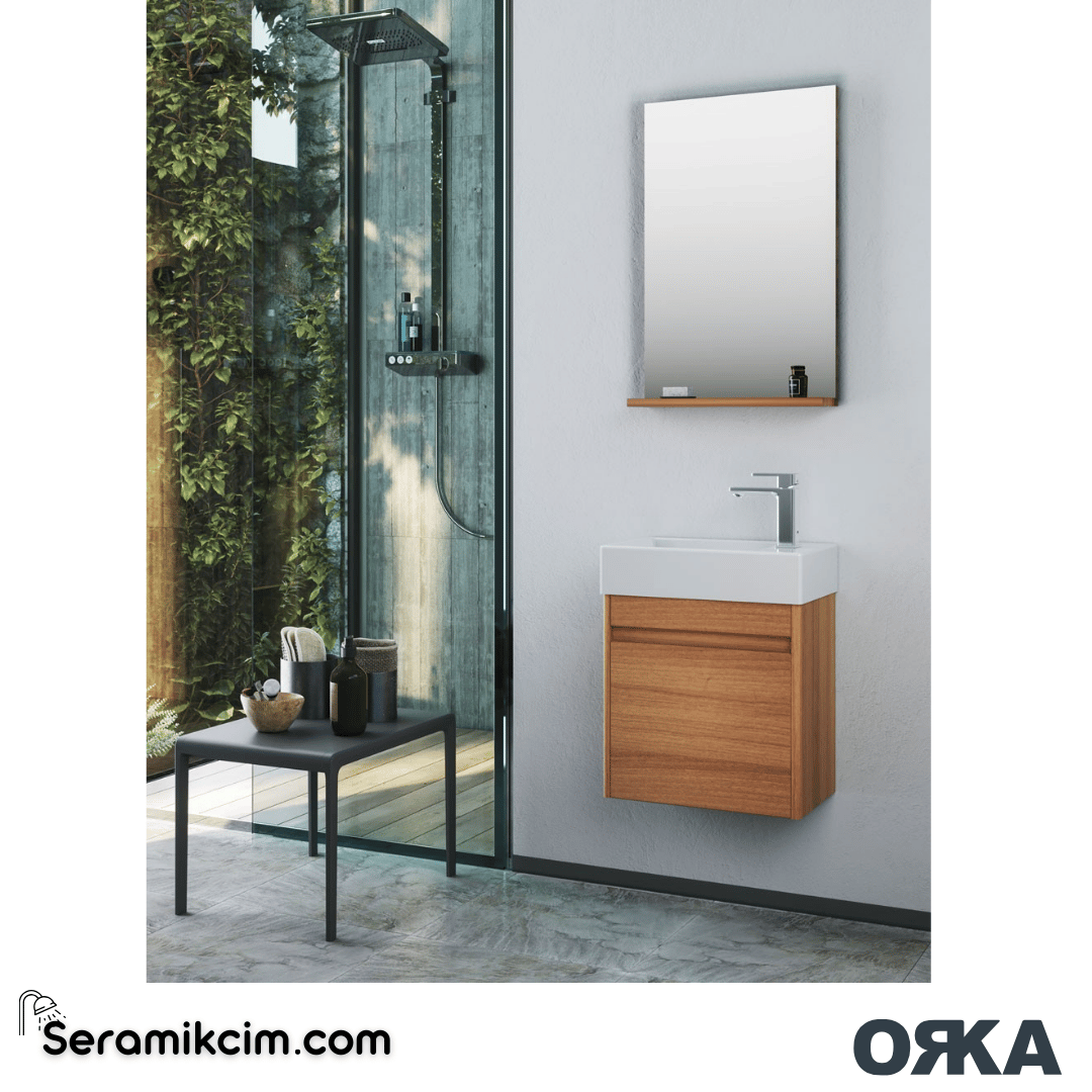 Orka Düden 45cm Kapaklı Banyo Dolabı Set Beyaz - ORK051.45.01.TKM