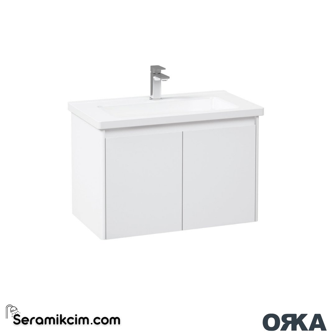Orka Düden 80cm Kapaklı Banyo Dolabı Set Beyaz - ORK051.80.01.TKM