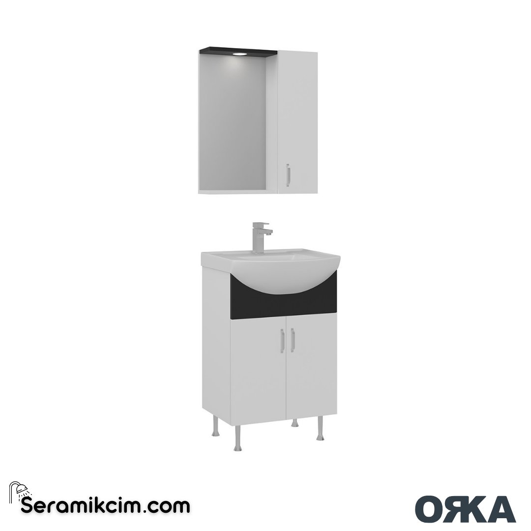 Orka Duru 55cm Ayaklı Banyo Dolabı Set Freeze Siyah - ORK054.55.02.TKM