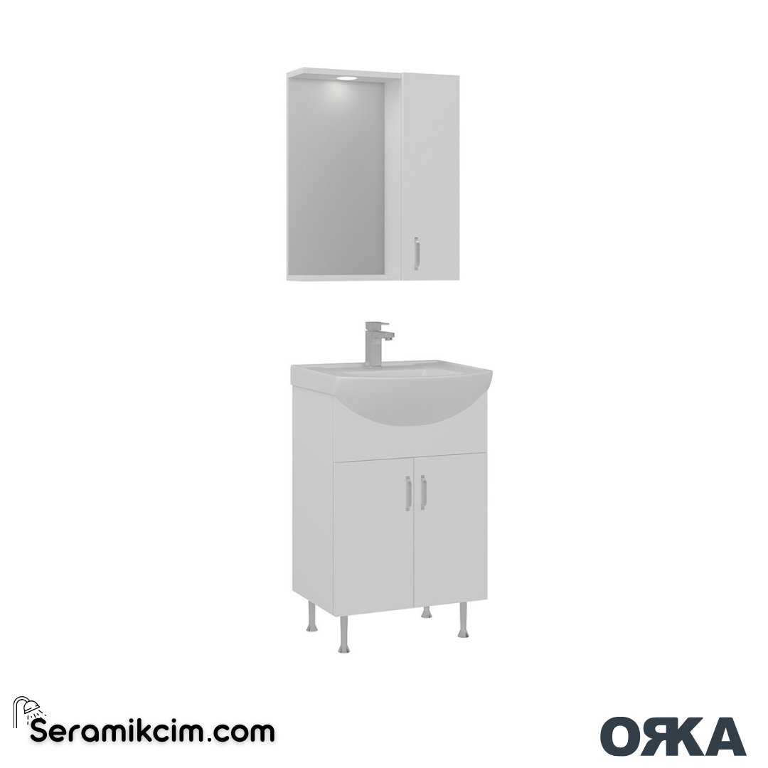 Orka Duru 55cm Ayaklı Banyo Dolabı Set Beyaz - ORK054.55.01.TKM