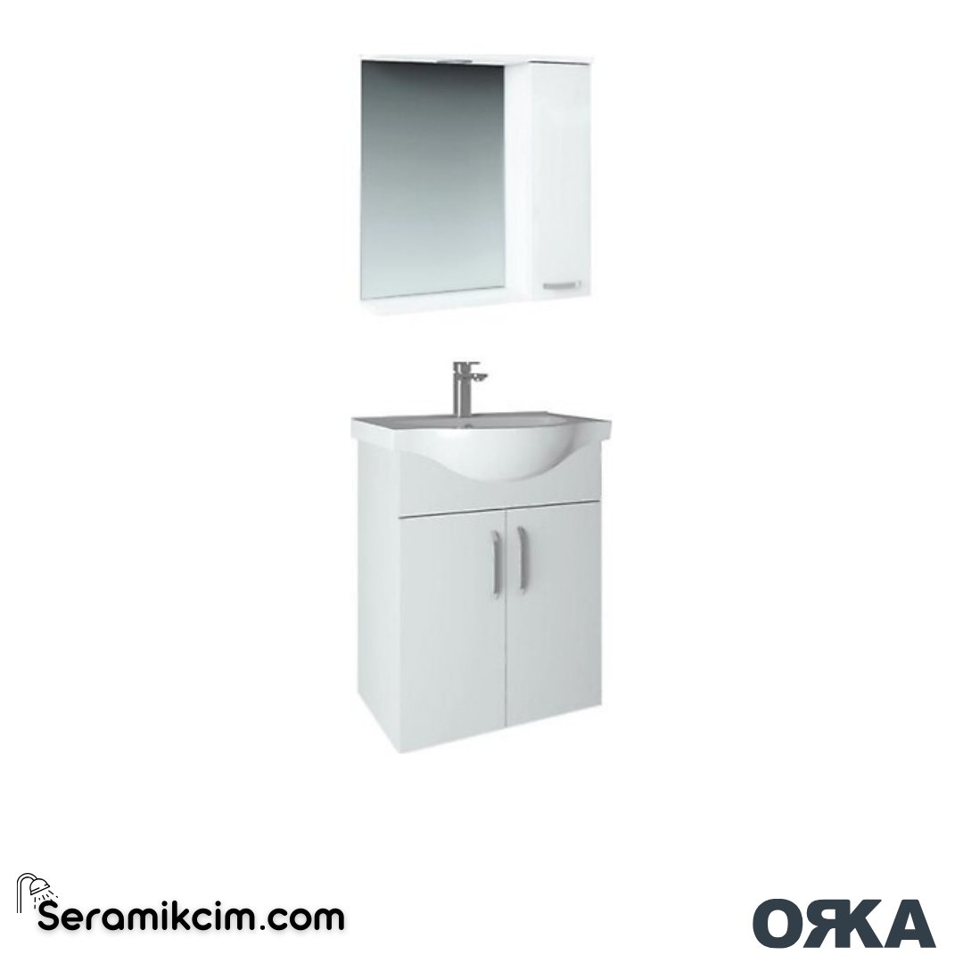 Orka Duru 65cm Asma Banyo Dolabı Set Beyaz - ORK053.65.01.TKM