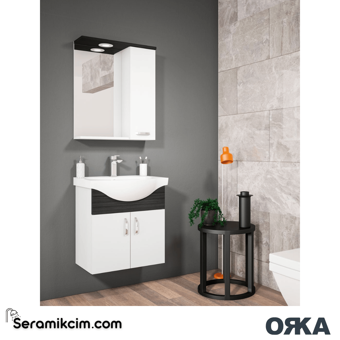 Orka Duru 65cm Asma Banyo Dolabı Set Freeze Siyah - ORK053.65.02.TKM