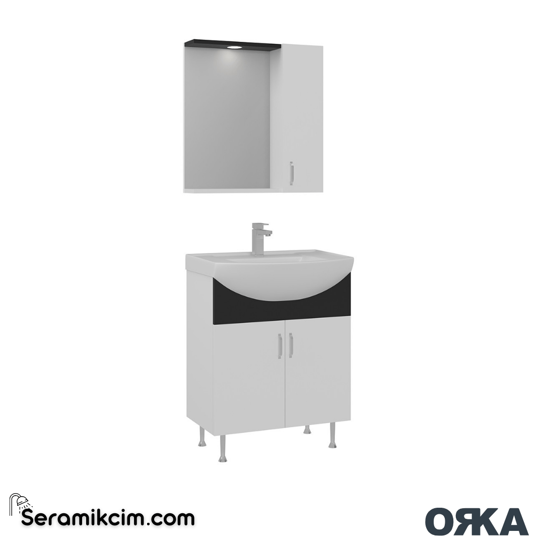 Orka Duru 65cm Ayaklı Banyo Dolabı Set Freeze Siyah - ORK054.65.02.TKM
