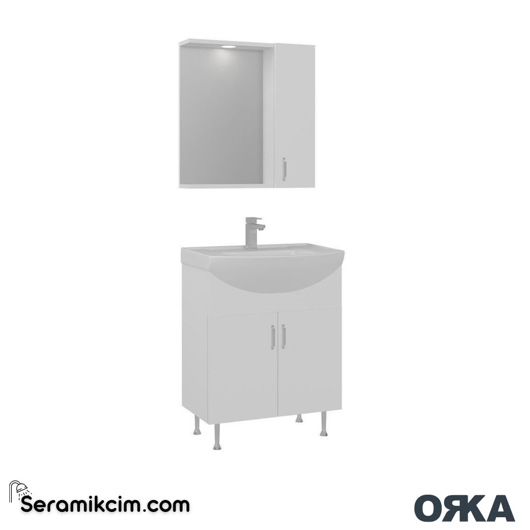 Orka Duru 65cm Ayaklı Banyo Dolabı Set Beyaz - ORK054.65.01.TKM