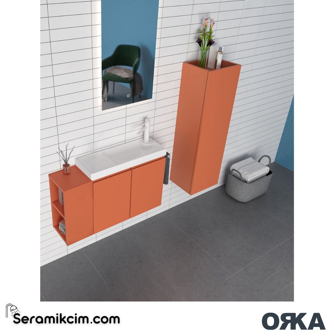 Orka Ferla 30cm Boy Dolabı (Sağ-Sol) Mat Tarçın - ORK.BYD1102